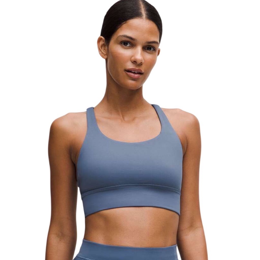 Lululemon Energy Longline Bra Hazy Blue Size 4 Strappy Back Running Yoga
